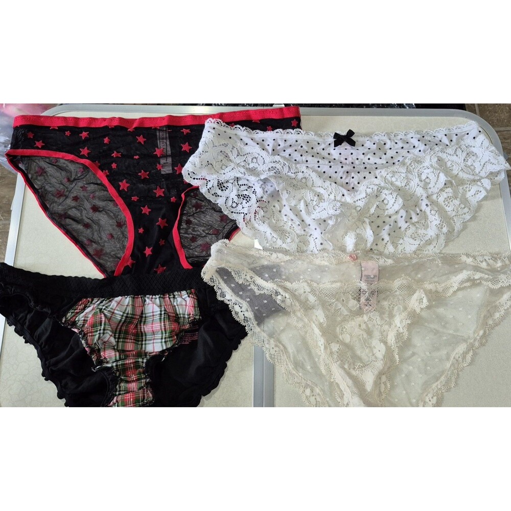 NWOT Lot Of 4 Victorias Secret Medium Underwear Panties Sheer Lace Soft New